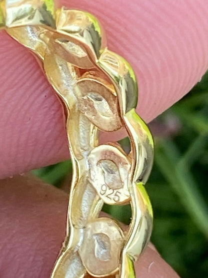 HarlemBling 14k Gold Over Solid 925 Silver Mens Ladies 6mm Wedding Band Cuban Link Ring