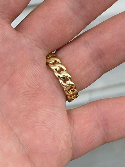 HarlemBling 14k Gold Over Solid 925 Silver Mens Ladies 6mm Wedding Band Cuban Link Ring