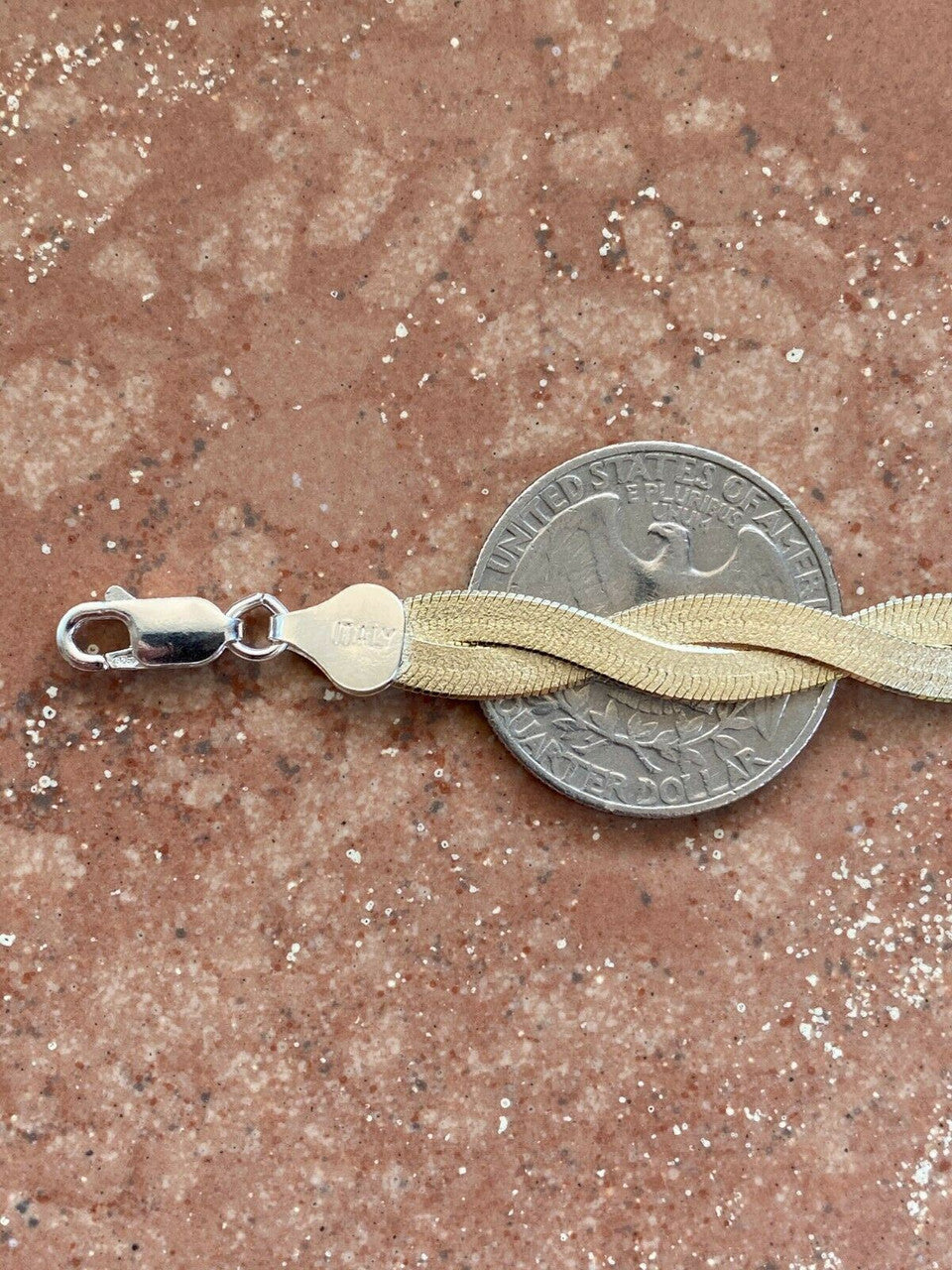 HarlemBling 14k Gold Over Solid 925 Silver Twisted Braided Herringbone Chain Necklace 16-20