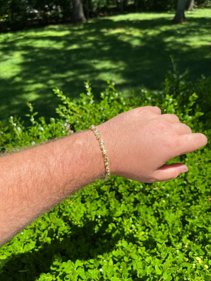 HarlemBling 14k Gold Over Solid 925 Sterling Silver Gold Nugget Link Bracelet 7-8.5 Mens