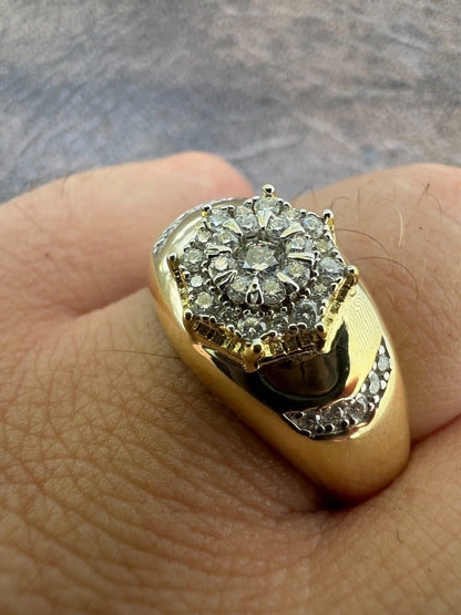 HarlemBling 14k Gold Plated 925 Silver Hip Hop Iced Moissanite Pinky Ring Pass Diamond Test