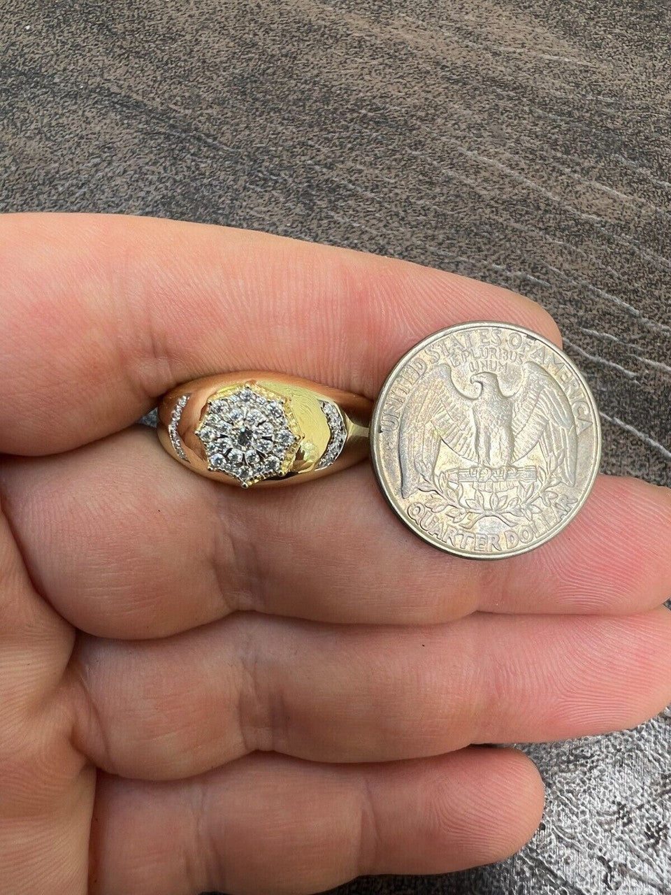 HarlemBling 14k Gold Plated 925 Silver Hip Hop Iced Moissanite Pinky Ring Pass Diamond Test