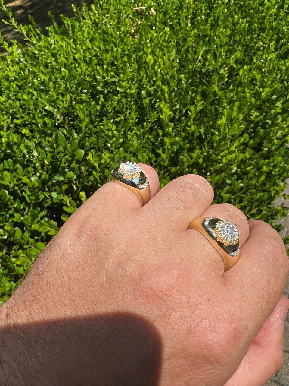 HarlemBling 14k Gold Plated 925 Silver Hip Hop Iced Moissanite Pinky Ring Pass Diamond Test