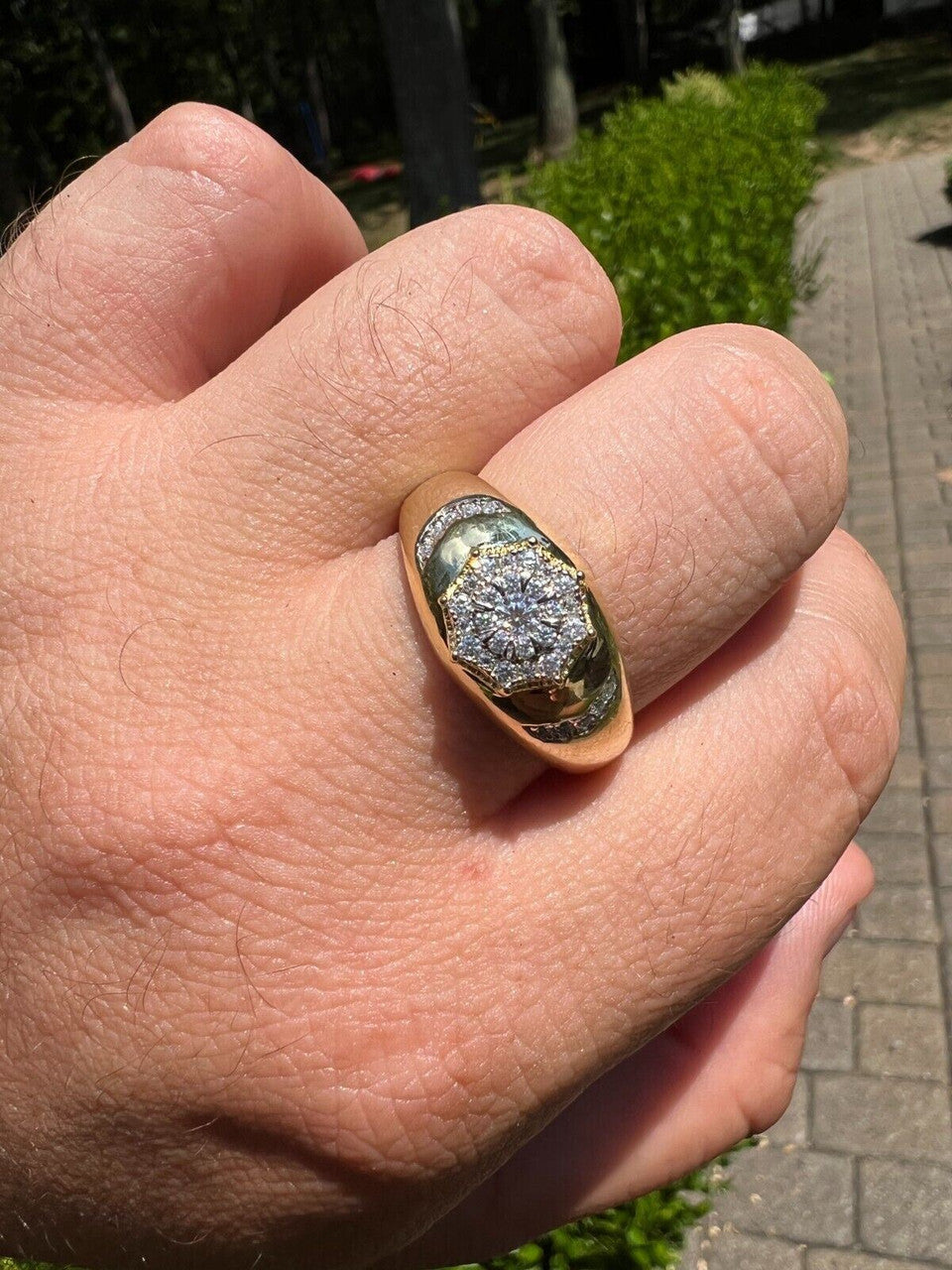 HarlemBling 14k Gold Plated 925 Silver Hip Hop Iced Moissanite Pinky Ring Pass Diamond Test