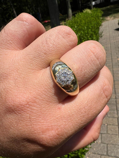 HarlemBling 14k Gold Plated 925 Silver Hip Hop Iced Moissanite Pinky Ring Pass Diamond Test