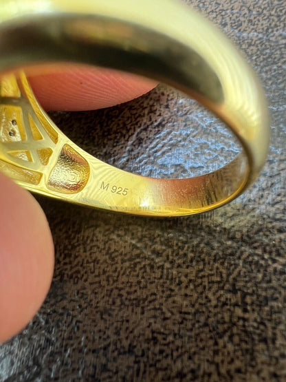 HarlemBling 14k Gold Plated 925 Silver Hip Hop Iced Moissanite Pinky Ring Pass Diamond Test