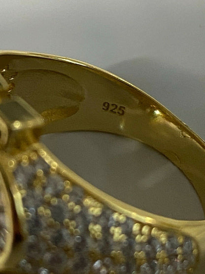 HarlemBling 14k Gold Real Solid 925 Sterling Silver Mens Hip Hop Dollar Sign dollar Pinky Ring