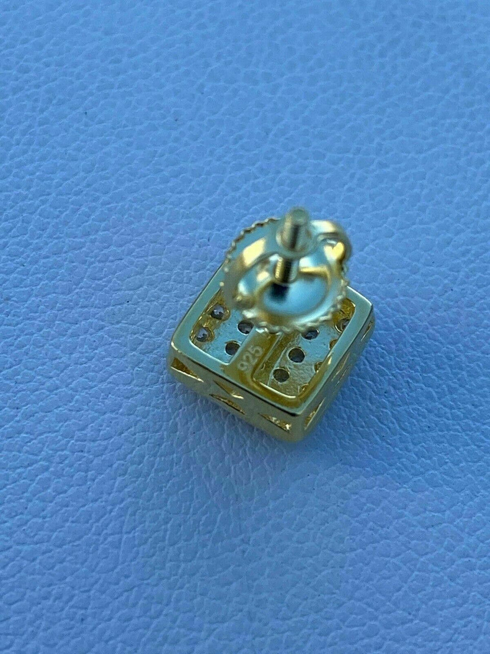 HarlemBling 14k Gold Vermeil 925 Iced MOISSANITE Square Screwback Earrings Pass Diamond Test