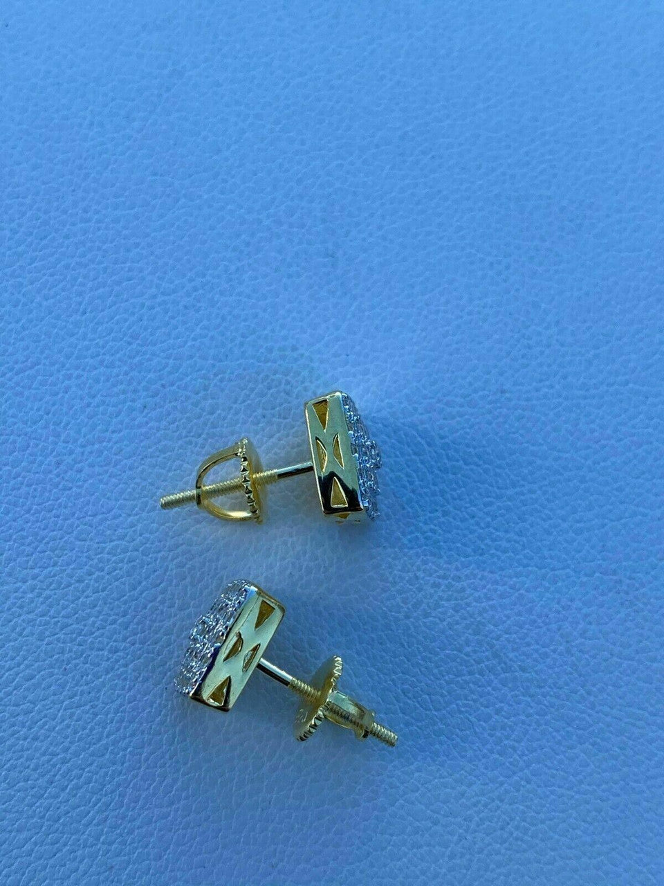 HarlemBling 14k Gold Vermeil 925 Iced MOISSANITE Square Screwback Earrings Pass Diamond Test