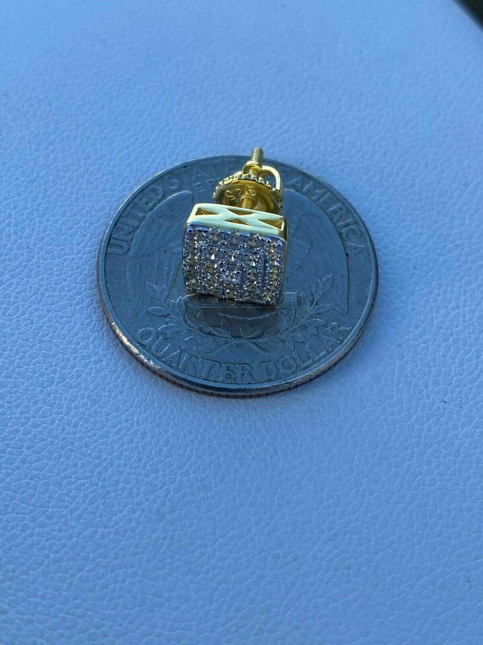 HarlemBling 14k Gold Vermeil 925 Iced MOISSANITE Square Screwback Earrings Pass Diamond Test