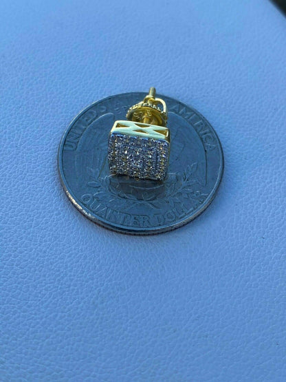 HarlemBling 14k Gold Vermeil 925 Iced MOISSANITE Square Screwback Earrings Pass Diamond Test
