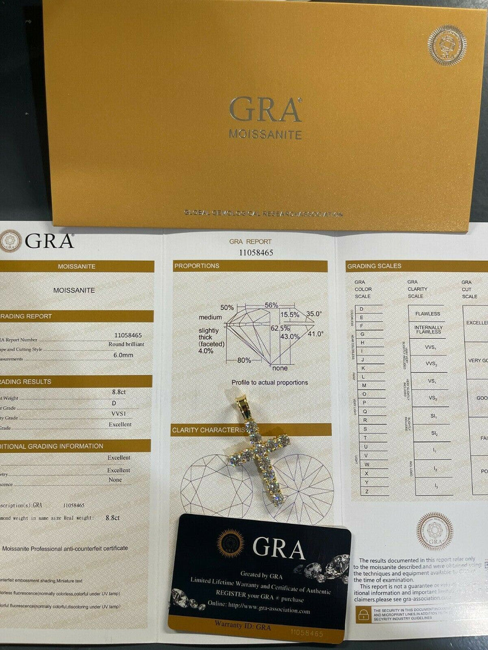 HarlemBling 14k Gold Vermeil 925 Silver Cross Pendant MOISSANITE Necklace Pass Diamond Test