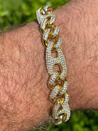 HarlemBling 14k Gold Vermeil 925 Silver Miami Cuban Gucci Bracelet Iced Figarucci Bracelet