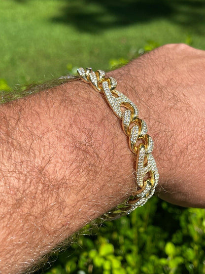 HarlemBling 14k Gold Vermeil 925 Silver Miami Cuban Gucci Bracelet Iced Figarucci Bracelet