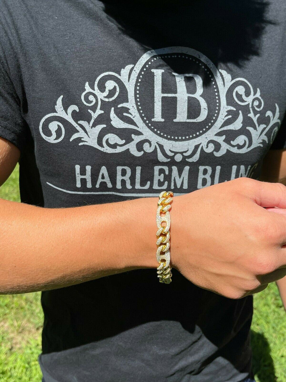 HarlemBling 14k Gold Vermeil 925 Silver Miami Cuban Gucci Bracelet Iced Figarucci Bracelet