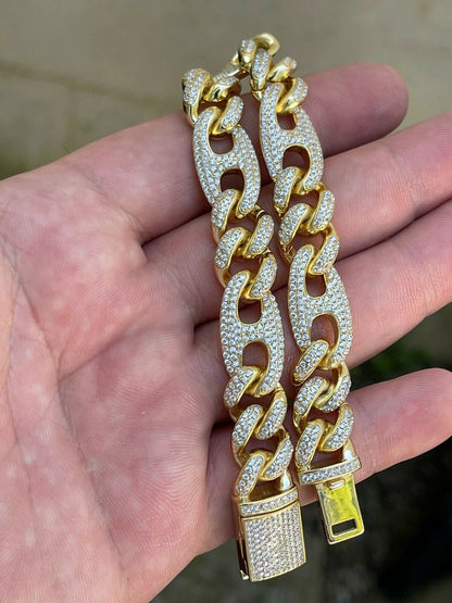 HarlemBling 14k Gold Vermeil 925 Silver Miami Cuban Gucci Bracelet Iced Figarucci Bracelet