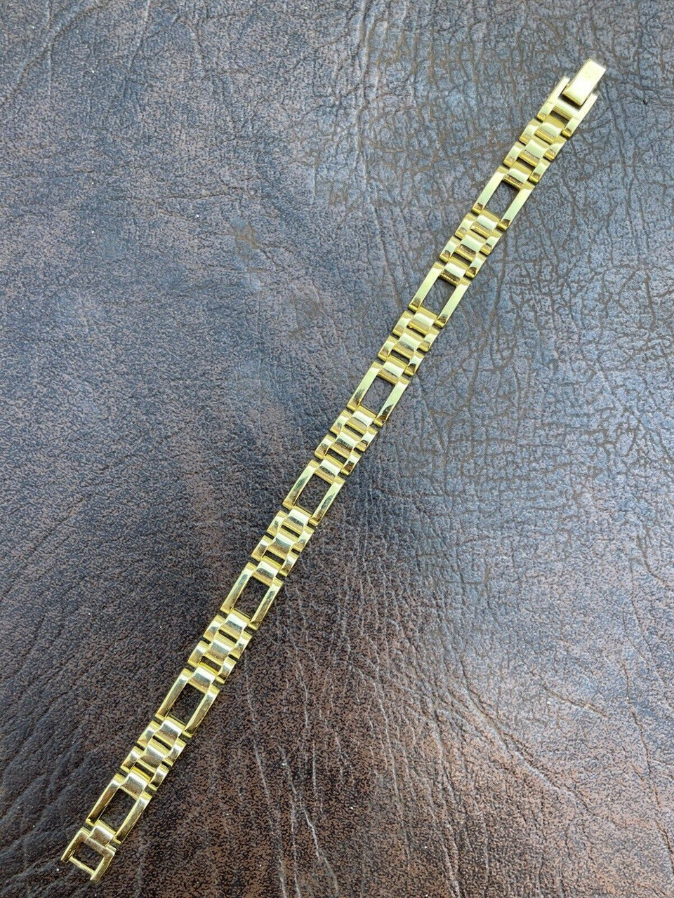 HarlemBling 14k Gold Vermeil 925 Sterling Silver Plain Presidential Link Hip-Hop Bracelet