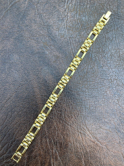 HarlemBling 14k Gold Vermeil 925 Sterling Silver Plain Presidential Link Hip-Hop Bracelet