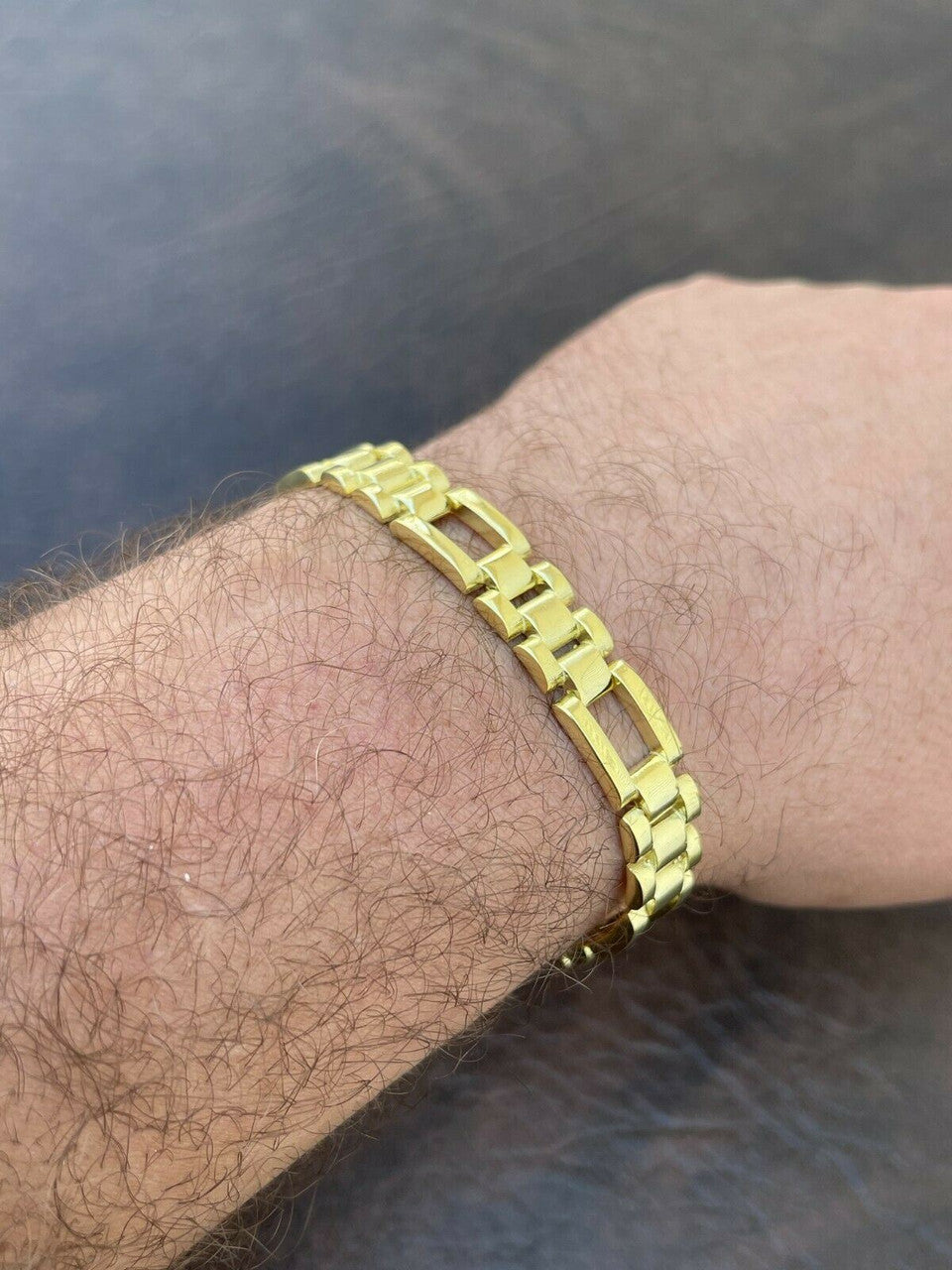 HarlemBling 14k Gold Vermeil 925 Sterling Silver Plain Presidential Link Hip-Hop Bracelet