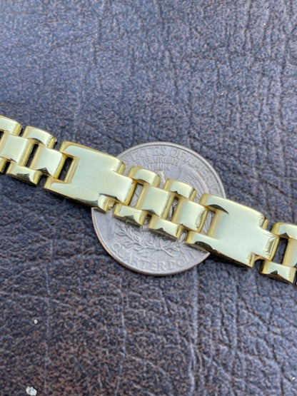 HarlemBling 14k Gold Vermeil 925 Sterling Silver Plain Presidential Link Hip Hop Bracelet