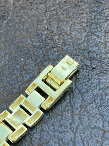 HarlemBling 14k Gold Vermeil 925 Sterling Silver Plain Presidential Link Hip-Hop Bracelet