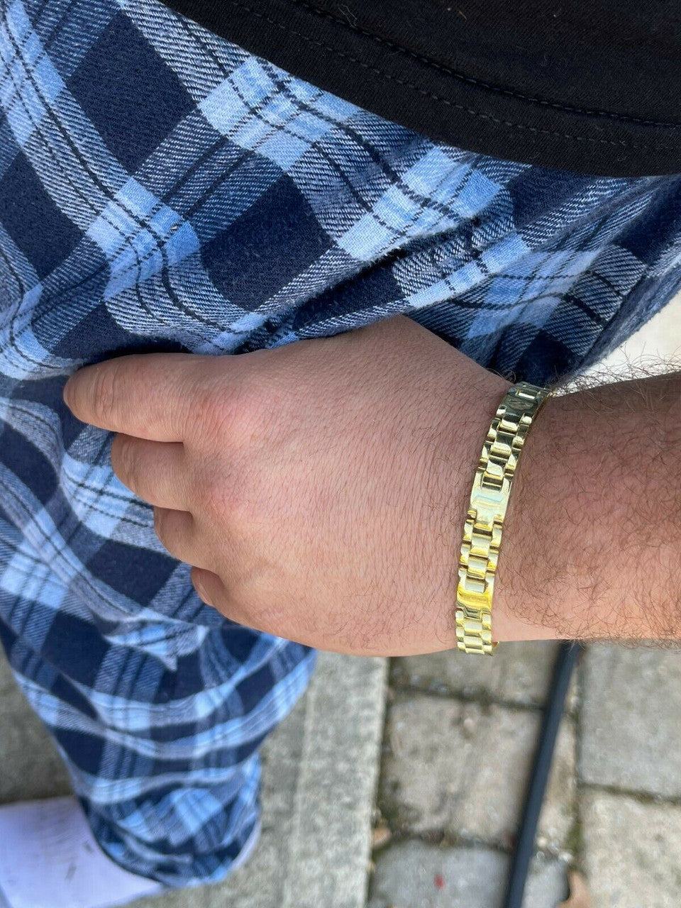 HarlemBling 14k Gold Vermeil 925 Sterling Silver Plain Presidential Link Hip Hop Bracelet