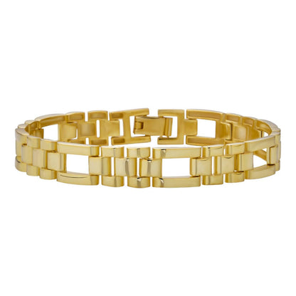 HarlemBling 14k Gold Vermeil 925 Sterling Silver Plain Presidential Link Hip-Hop Bracelet