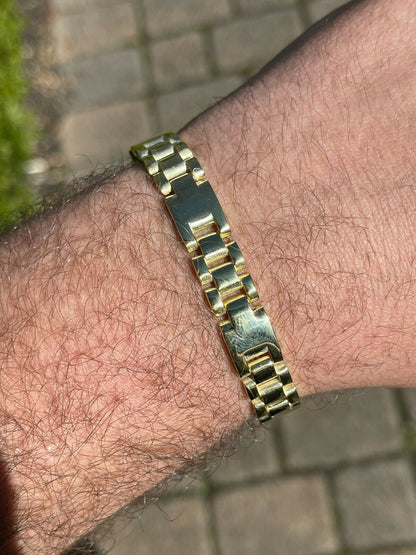 HarlemBling 14k Gold Vermeil 925 Sterling Silver Plain Presidential Link Hip Hop Bracelet