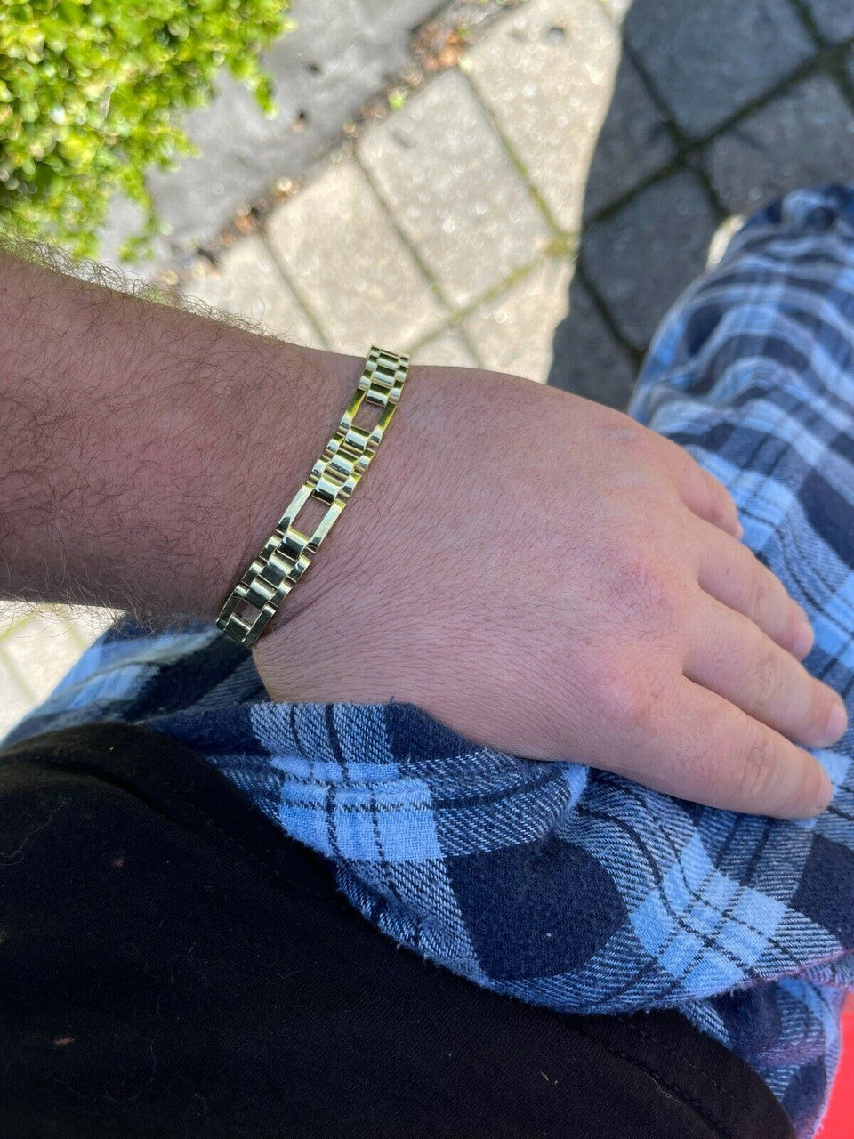 HarlemBling 14k Gold Vermeil 925 Sterling Silver Plain Presidential Link Hip-Hop Bracelet