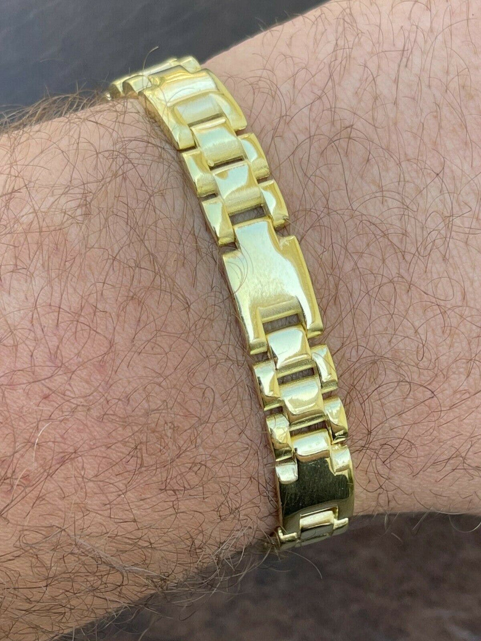 HarlemBling 14k Gold Vermeil 925 Sterling Silver Plain Presidential Link Hip Hop Bracelet