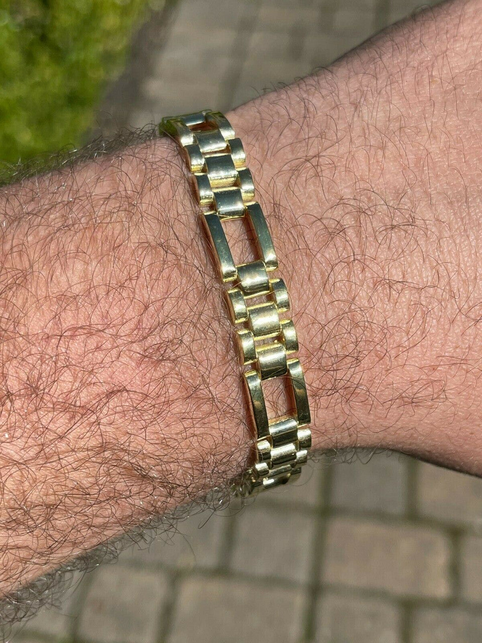 HarlemBling 14k Gold Vermeil 925 Sterling Silver Plain Presidential Link Hip-Hop Bracelet