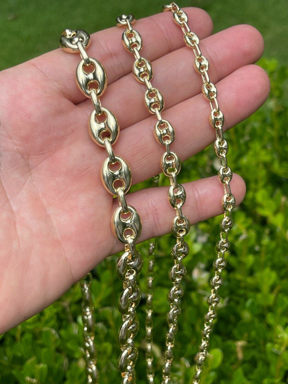 HarlemBling 14k Gold Vermeil 925 Sterling Silver Puffed Mariner Link Chain Necklace 6-12mm
