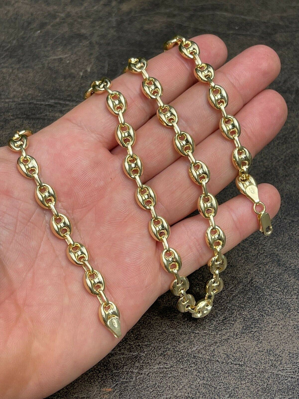 HarlemBling 14k Gold Vermeil 925 Sterling Silver Puffed Mariner Link Chain Necklace 6-12mm
