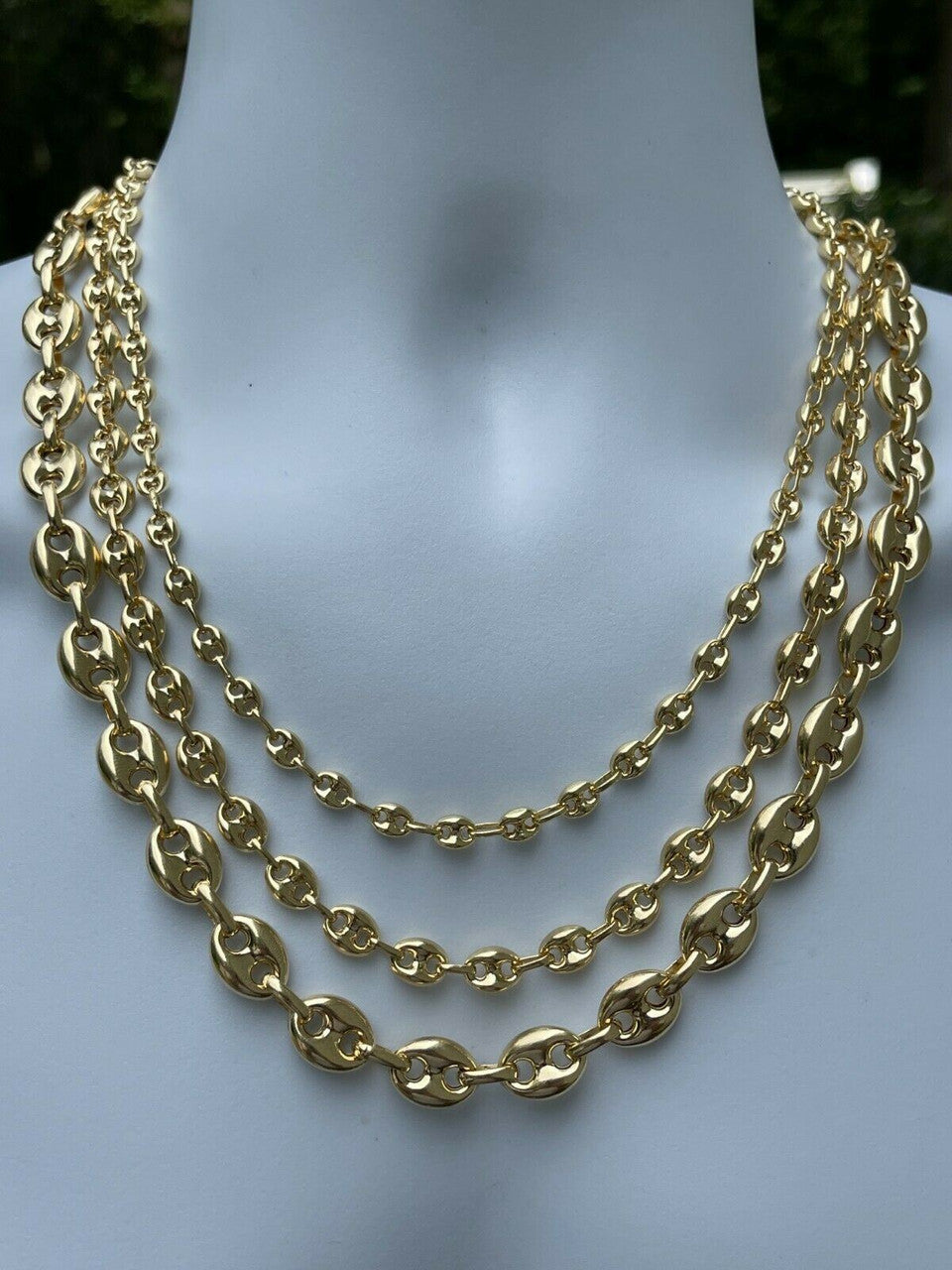 HarlemBling 14k Gold Vermeil 925 Sterling Silver Puffed Mariner Link Chain Necklace 6-12mm