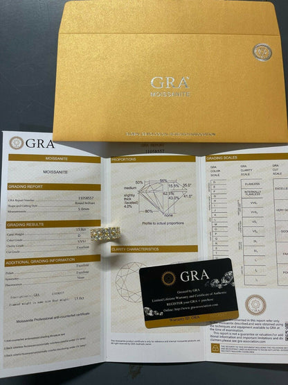 HarlemBling 14k Gold Vermeil Hip Hop Iced Tennis 10mm MOISSANITE Ring Passes Diamond Tester