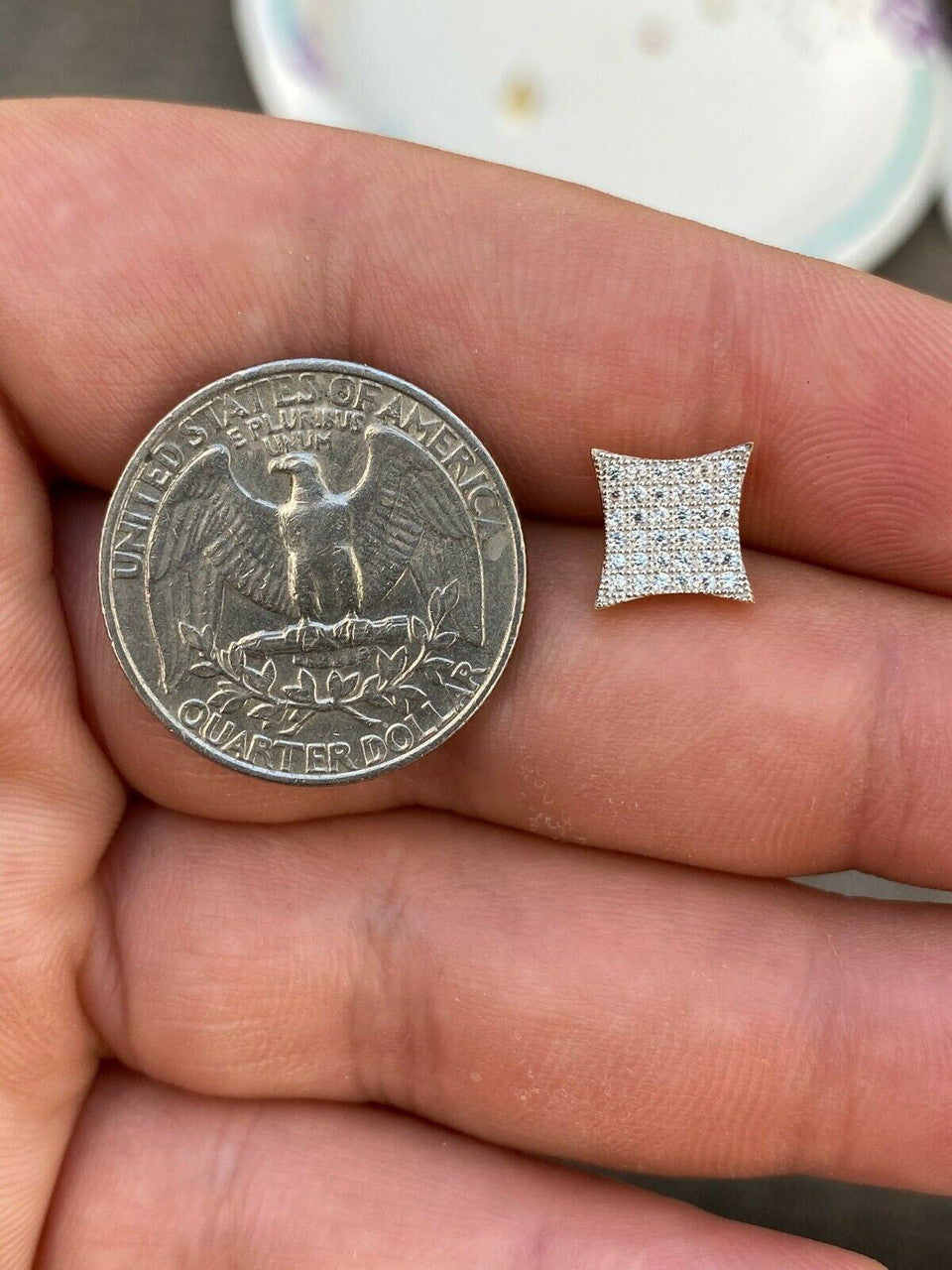 HarlemBling 14k Gold Vermeil Iced HipHop Square Kite Earrings MOISSANITE Pass Diamond Tester