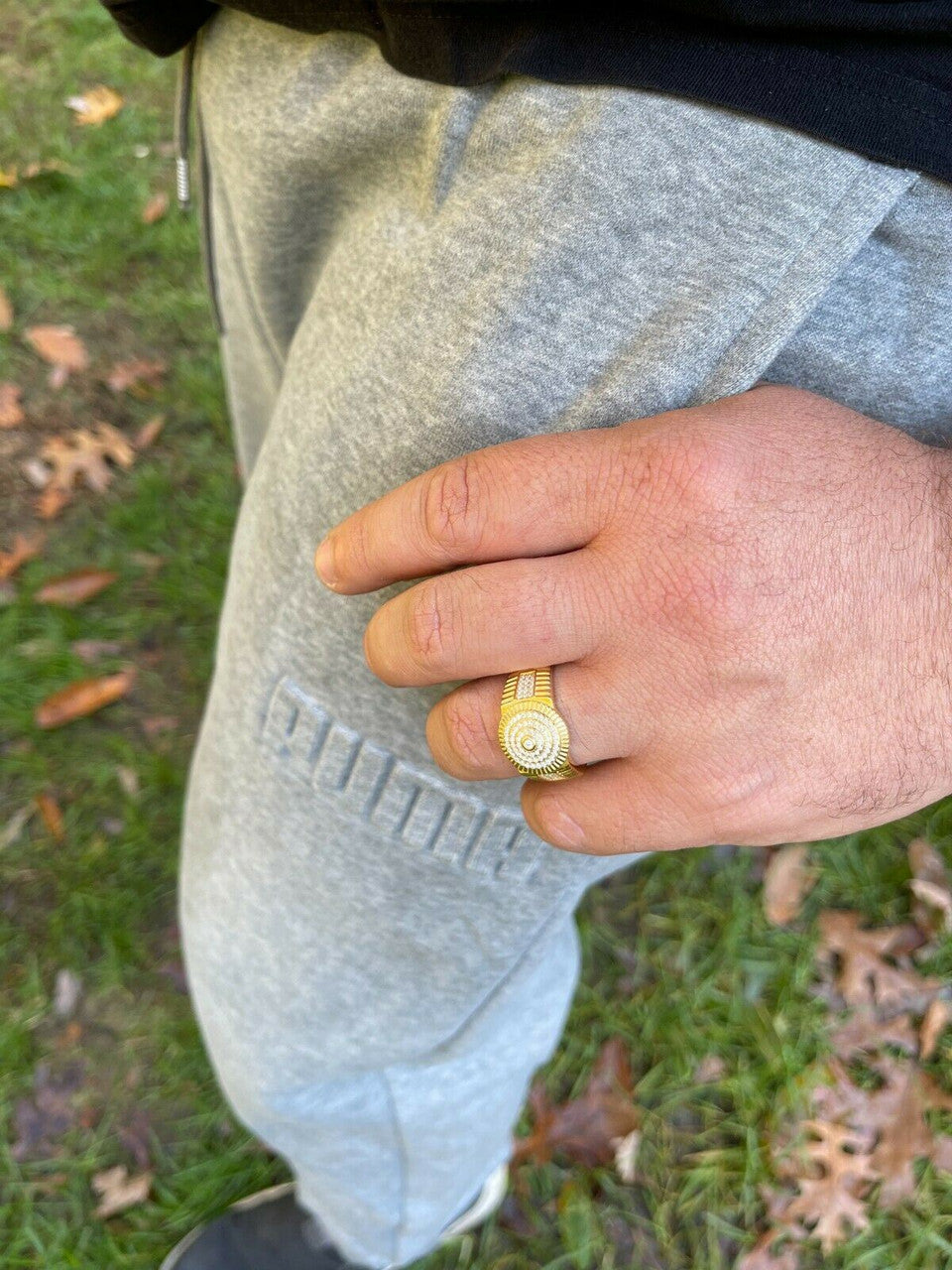 HarlemBling 14k Gold Vermeil Out Hip Hop Iced Moissanite Ring REAL Stone Pass Diamond Tester