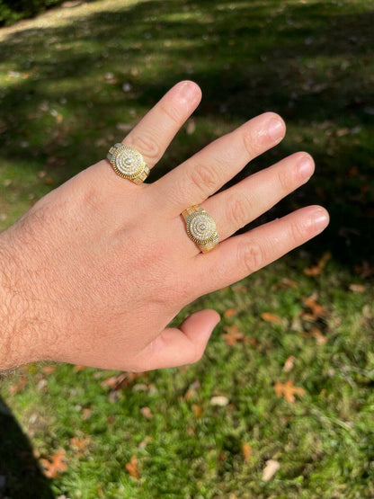 HarlemBling 14k Gold Vermeil Out Hip Hop Iced Moissanite Ring REAL Stone Pass Diamond Tester