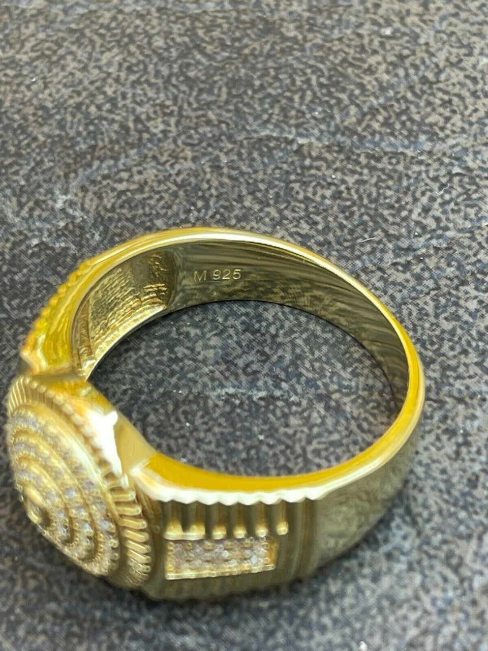 HarlemBling 14k Gold Vermeil Out Hip Hop Iced Moissanite Ring REAL Stone Pass Diamond Tester