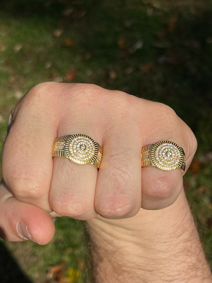 HarlemBling 14k Gold Vermeil Out Hip Hop Iced Moissanite Ring REAL Stone Pass Diamond Tester