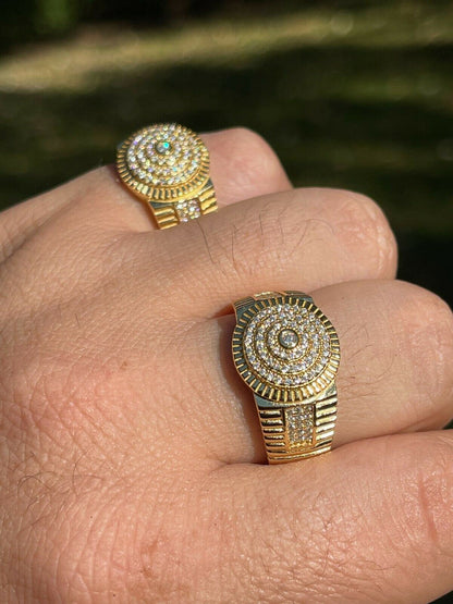 HarlemBling 14k Gold Vermeil Out Hip Hop Iced Moissanite Ring REAL Stone Pass Diamond Tester