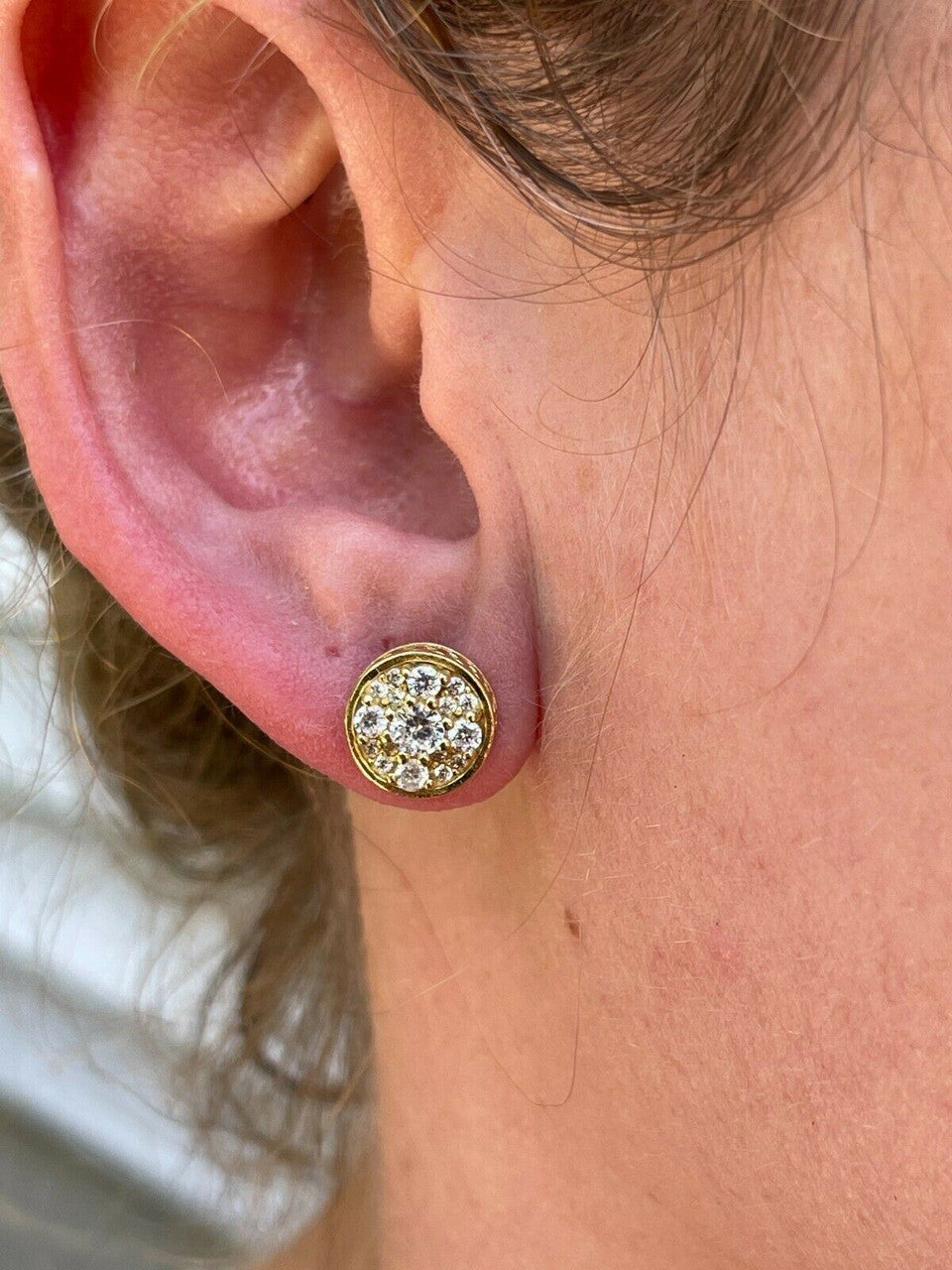 HarlemBling 14k Gold Vermeil Real 925 Silver Iced Diamond Cluster Out Hip Hop Earrings Studs