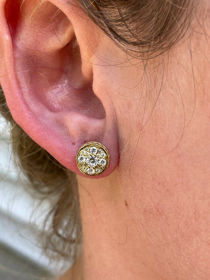 HarlemBling 14k Gold Vermeil Real 925 Silver Iced Diamond Cluster Out Hip Hop Earrings Studs
