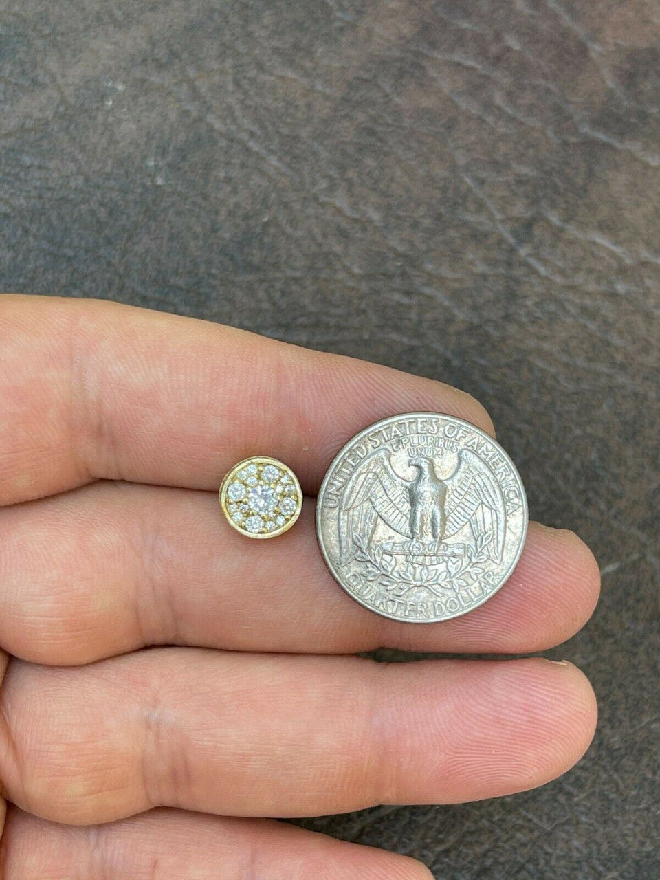 HarlemBling 14k Gold Vermeil Real 925 Silver Iced Diamond Cluster Out Hip Hop Earrings Studs