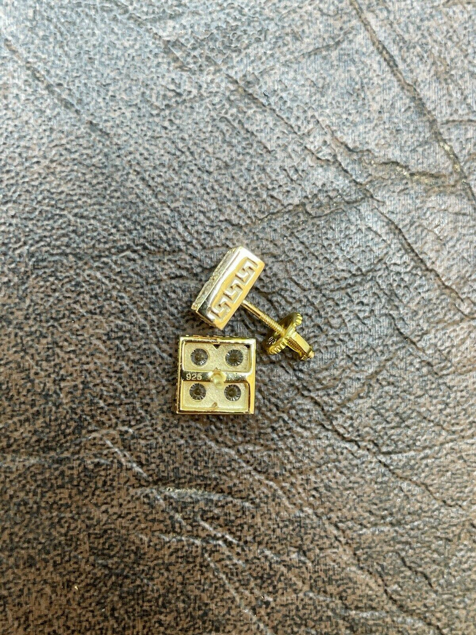 HarlemBling 14k Gold Vermeil Real 925 Silver Iced Square Cube Diamond Hip Hop Earrings Large