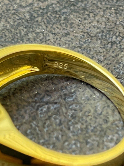 HarlemBling 14k Gold Vermeil Real 925 Silver Ring Iced Baguette Diamond Hip Hop Size 6-13