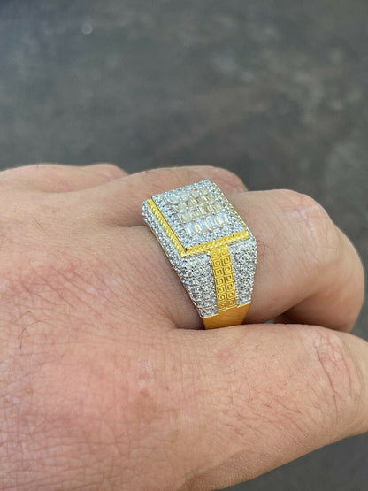 HarlemBling 14k Gold Vermeil Real 925 Silver Ring Iced Baguette Diamond Hip Hop Size 6-13