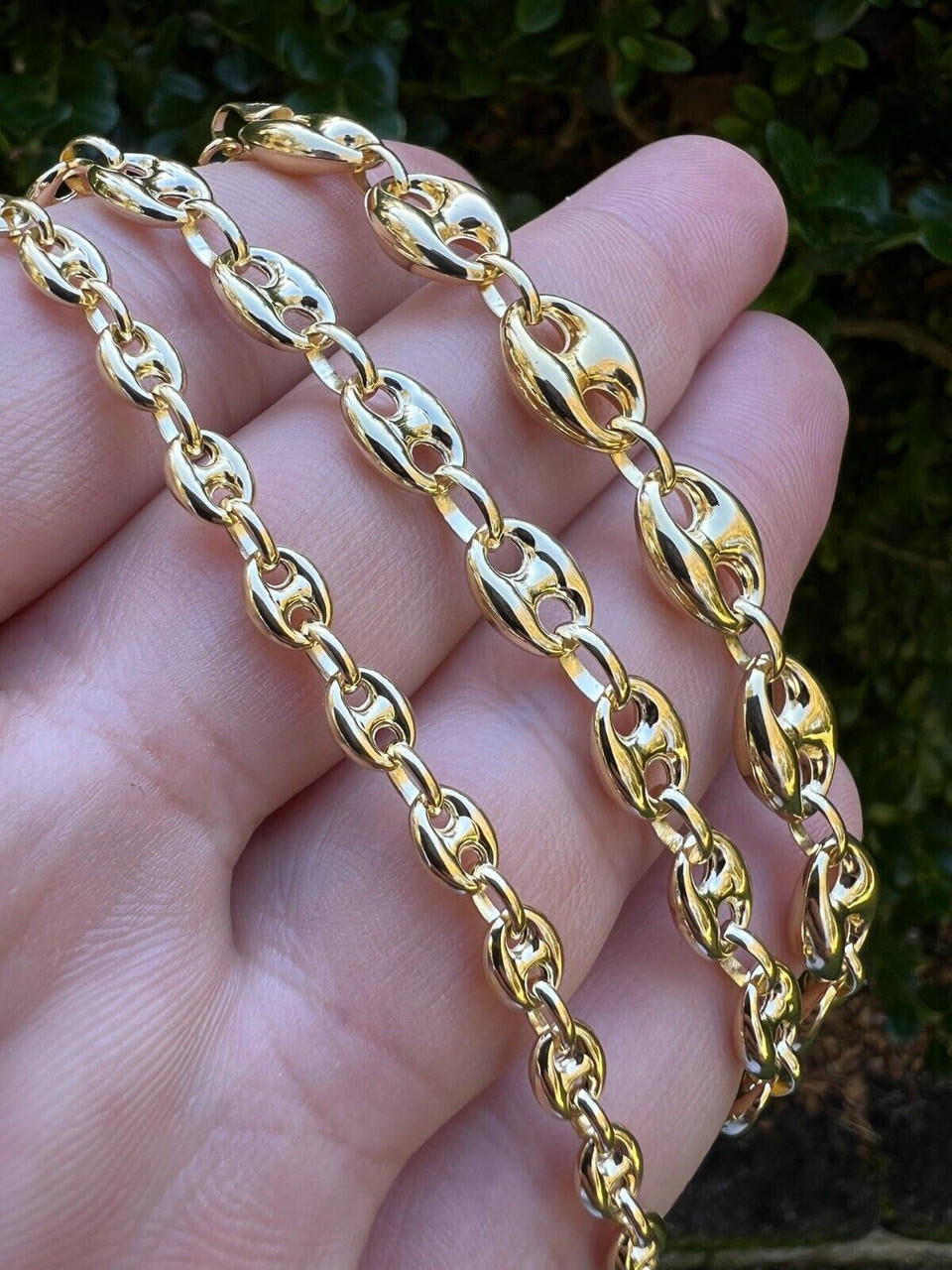 HarlemBling 14k HOLLOW Real Yellow Gold Puffed Mariner Gucci Link Chain 5-9mm Thick 16-24 Men Ladies Necklace dollar55/Gram
