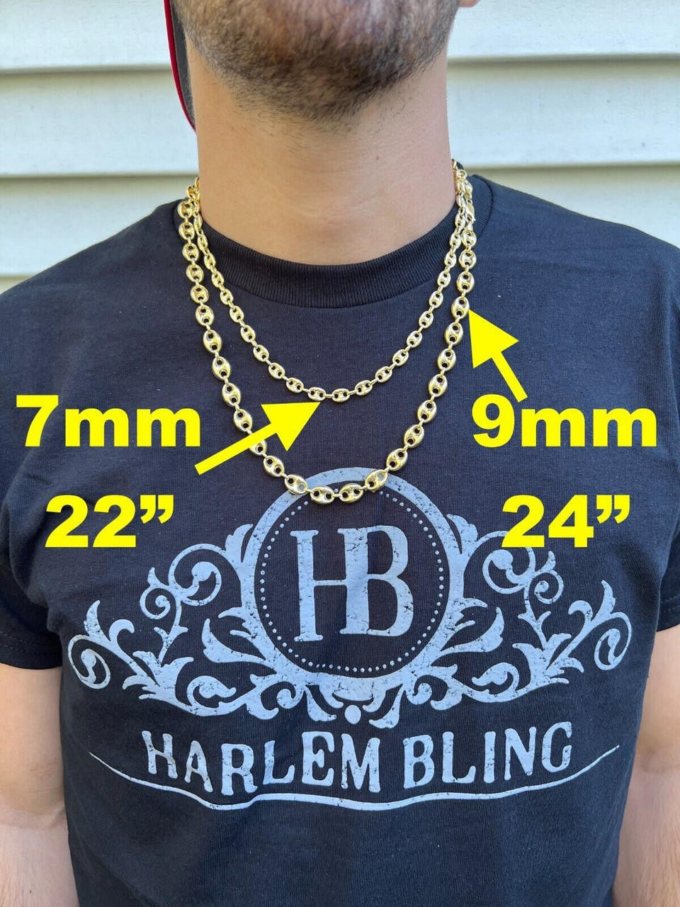 HarlemBling 14k HOLLOW Real Yellow Gold Puffed Mariner Gucci Link Chain 5-9mm Thick 16-24 Men Ladies Necklace dollar55/Gram