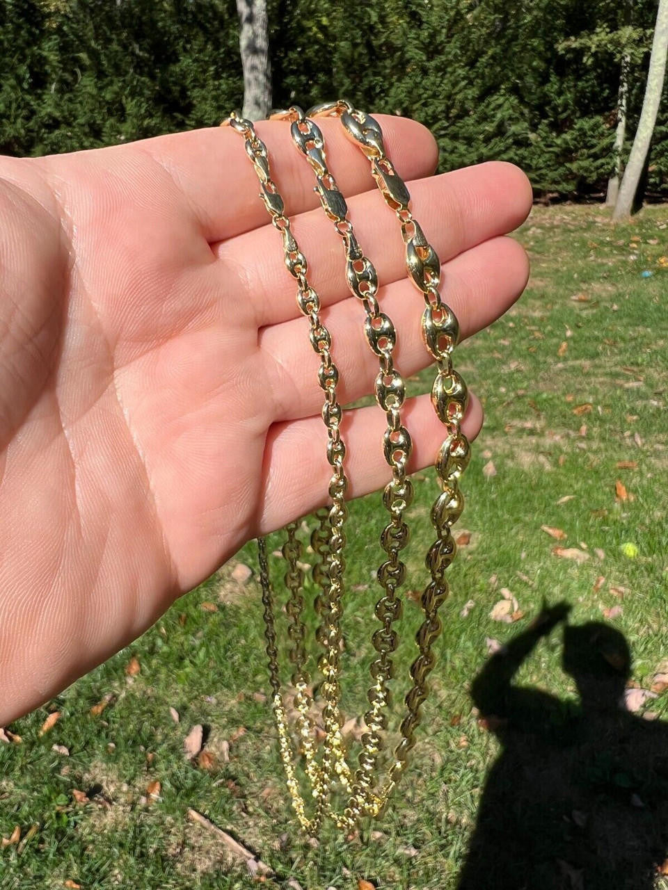 HarlemBling 14k HOLLOW Real Yellow Gold Puffed Mariner Gucci Link Chain 5-9mm Thick 16-24 Men Ladies Necklace dollar55/Gram